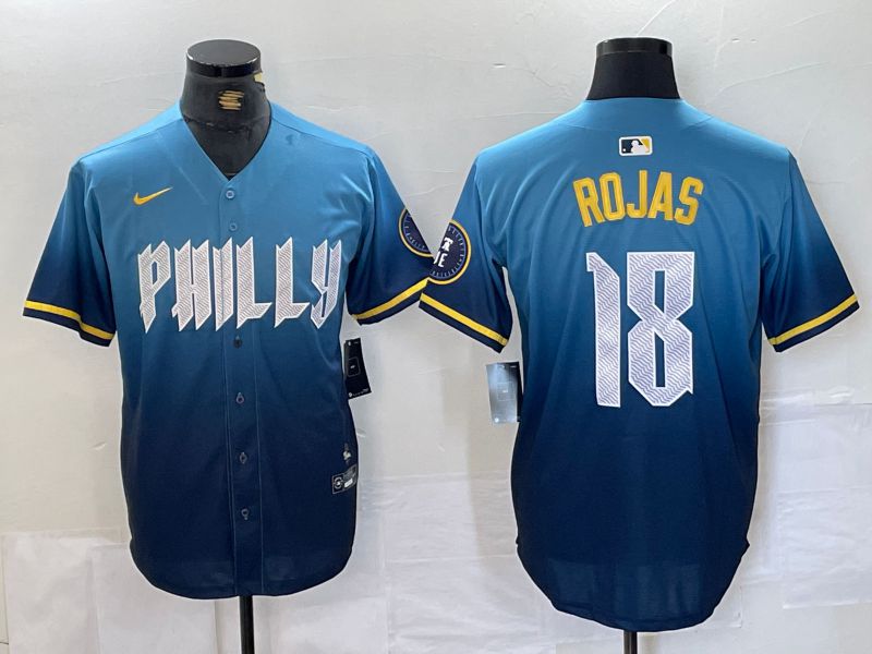 Men Philadelphia Phillies #18 Rojas Blue City Edition Nike 2024 MLB Jersey style 1->philadelphia phillies->MLB Jersey
